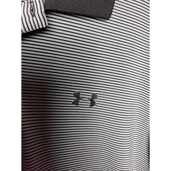 Mens Under Armour Short Sleeve HeatGear Polo, Loose Fit, Size XL, Striped - Picture 2 of 5